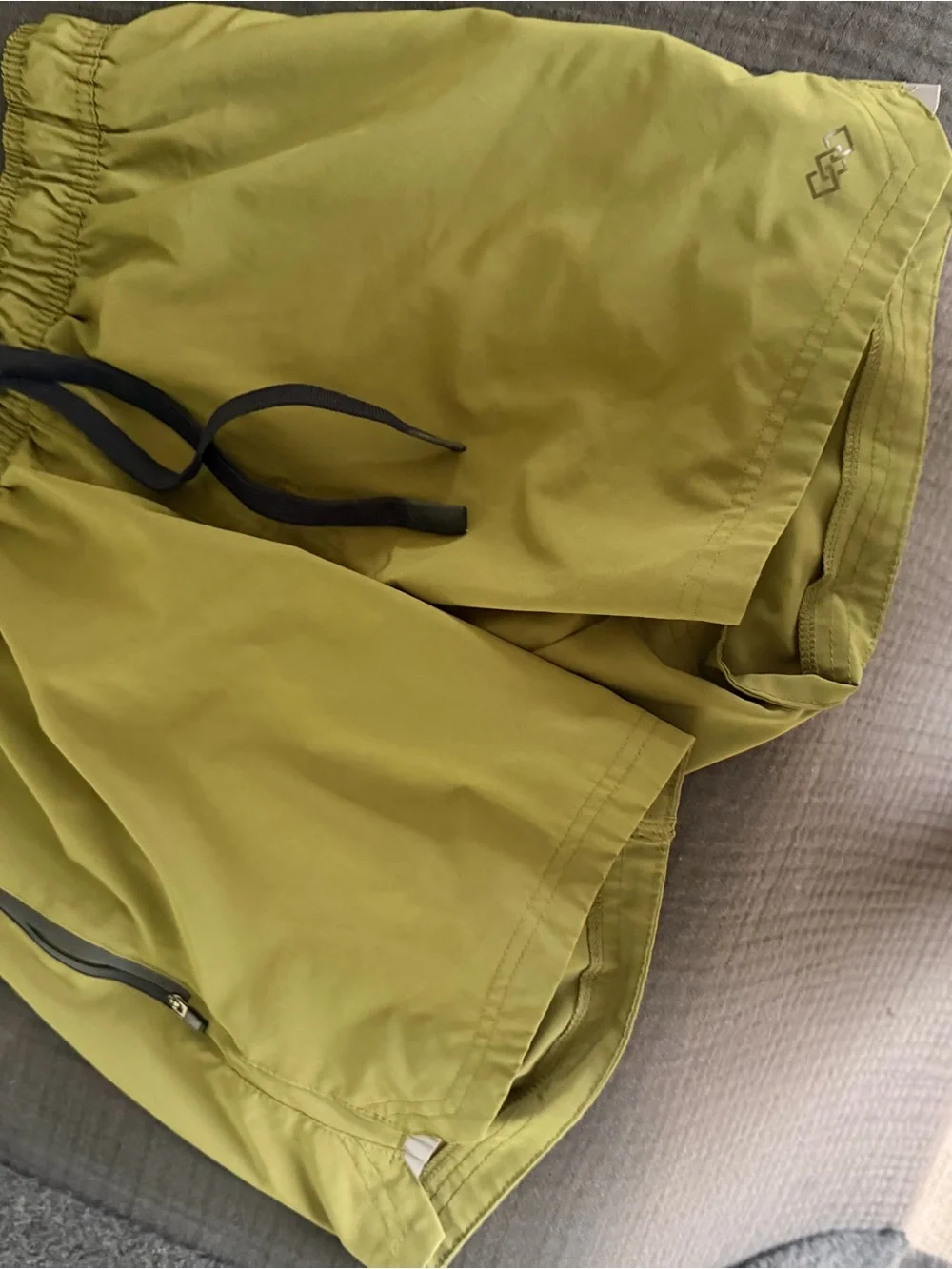 Men's Olive Green Quick-Dry Swim Board Shorts with Elastic Waist